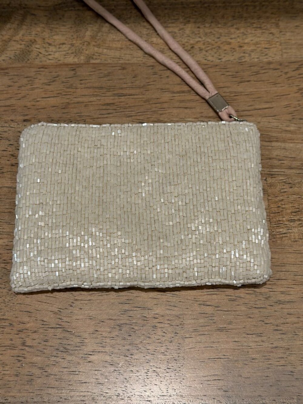 Cream Beaded Wristlet Clutch with Sequin Palm Tree – Like New OS - Picture 2 of 5
